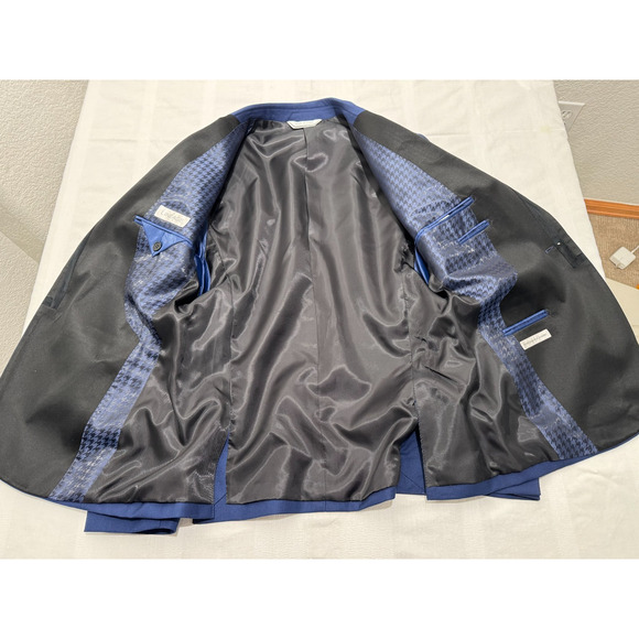 Mens 36S Lineage Blue Black Formal Tuxedo Jacket Blazer Sport Coat Stretch - Picture 3 of 13